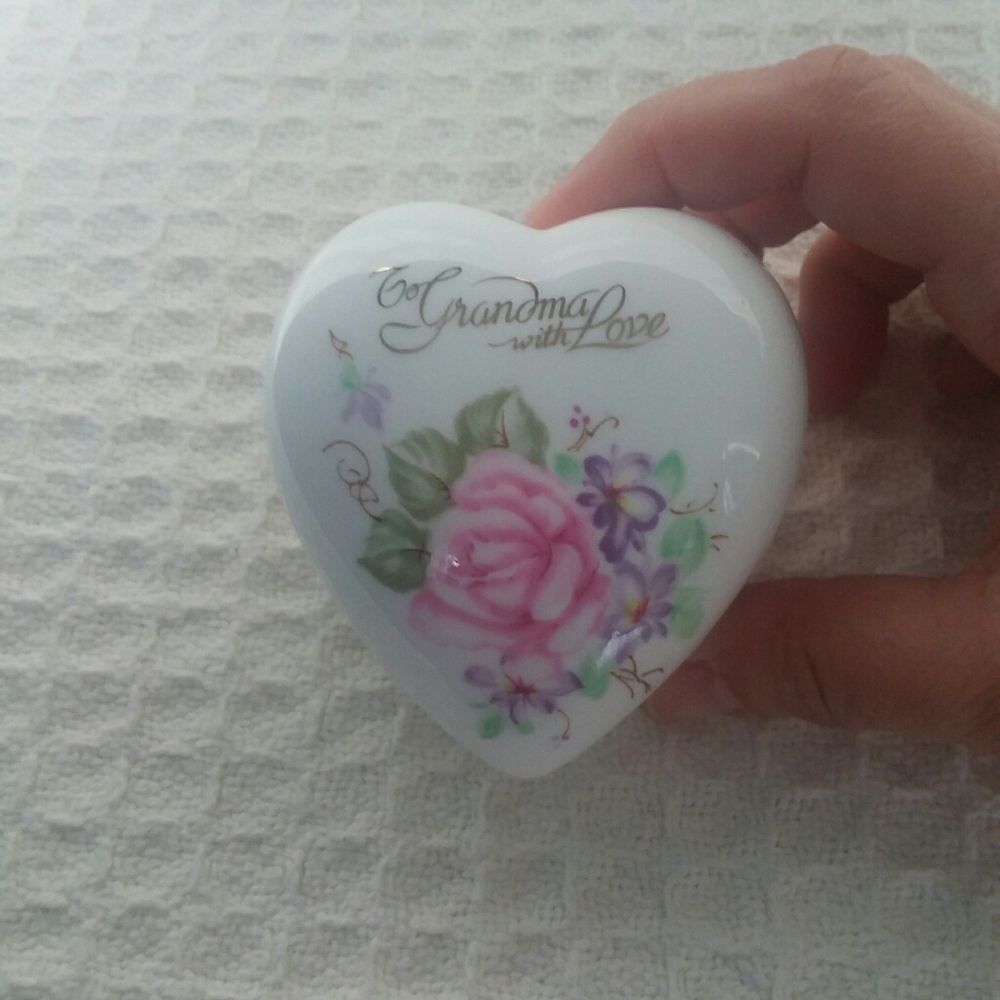 Vintage Lefton Heart Shape Trinket Box